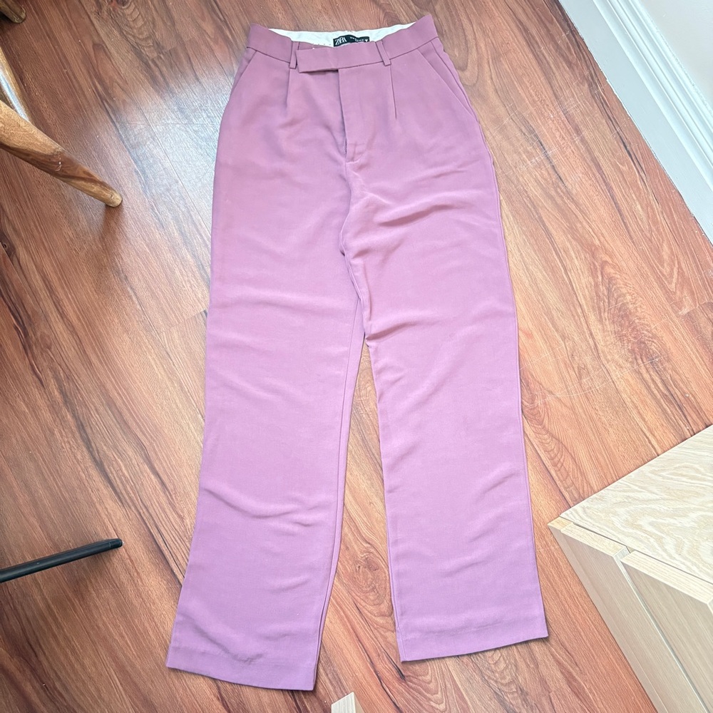 Zara Purple Straight-Leg Trousers